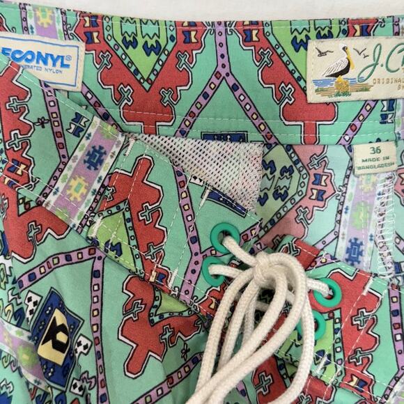 J. Crew‎ 36 Board Shorts Swim Trunks Geometric Diamond Colorful Vacation Beach - Picture 6 of 10
